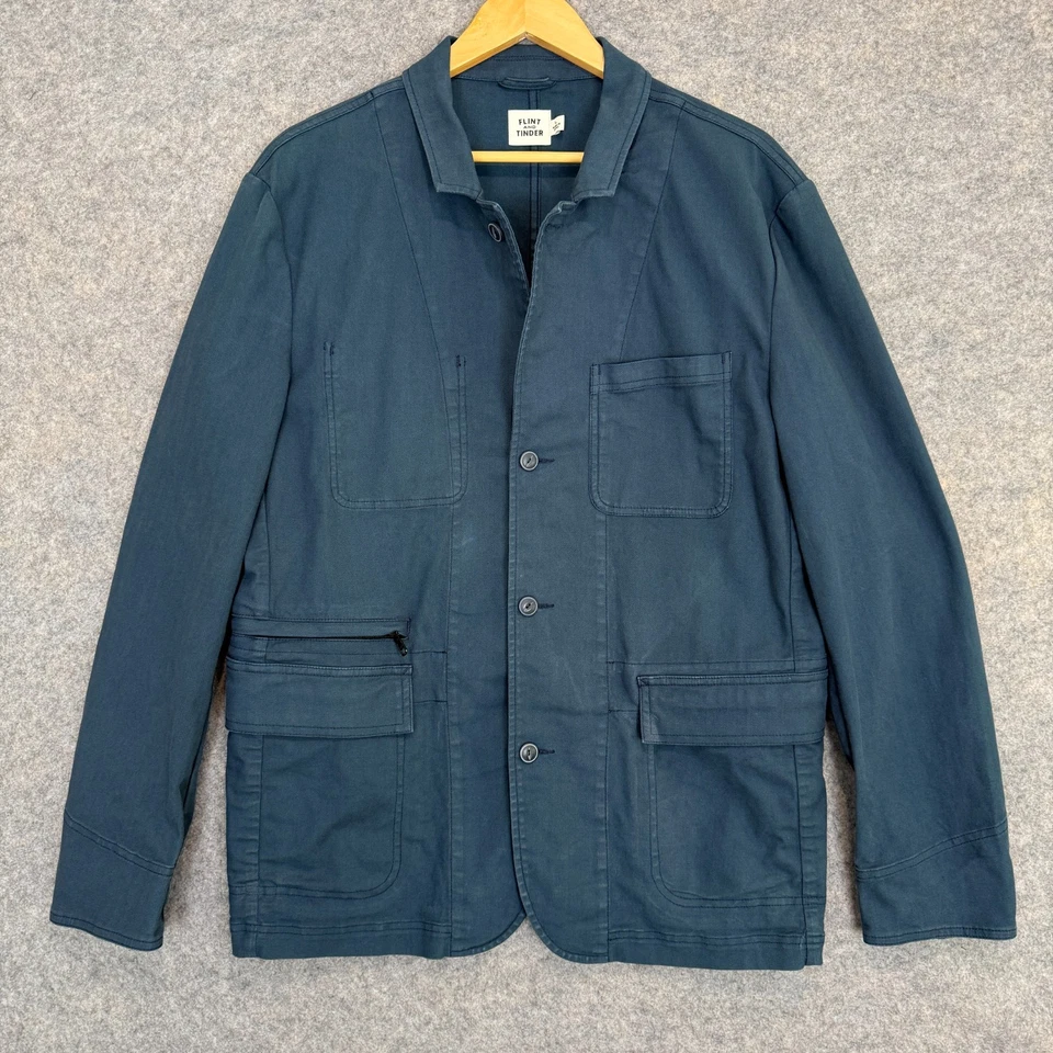 Flint and Tinder Desert Field Blazer Jacket Mens Large Chore Utility Blue Coat - Image 1 of 4