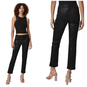 Paige Mayslie schwarz beschichtet Luxus Jeans Mid Rise Transcend Damengröße 32 neu ohne Etikett - Bild 1 von 15