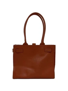FURLA Orange Pink Leather Handbag Shoulder Bag Logo Design for Women Japan Used - Picture 1 of 6