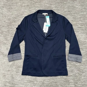Skies Are Blue Blazer Damen klein marine vorne offen Strick Rollbündchen Nahtfix - Bild 1 von 12