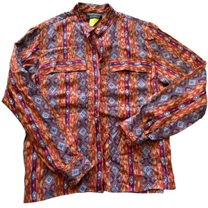 Carol Andersson Attitude Viskose Southwestern Druck Knopfleiste Bluse Größe 5-6 - Bild 1 von 5