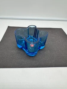 Iittala Alvar Aalto Glass Blue Votive Candle Tealight Holder Tagged "VACON" - Picture 1 of 6