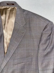 Peter Millar Blazer Men's 42R Gray Windowpane Plaid 100% WOOL Sport Coat - Picture 1 of 18