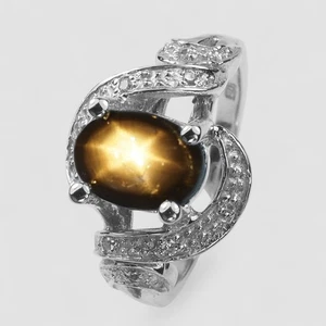 THAILAND BLACK STAR SAPPHIRE 1.75CT 925 STERLING SILVER FINISH FINE JEWELRY RING - Picture 1 of 10