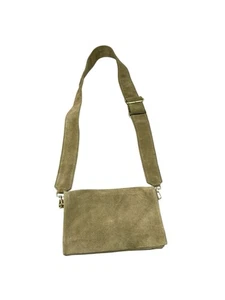 Bolso Bandolera Minimalista Boho Pequeño ASOS Gamuza Cuero Verde - Imagen 1 de 9
