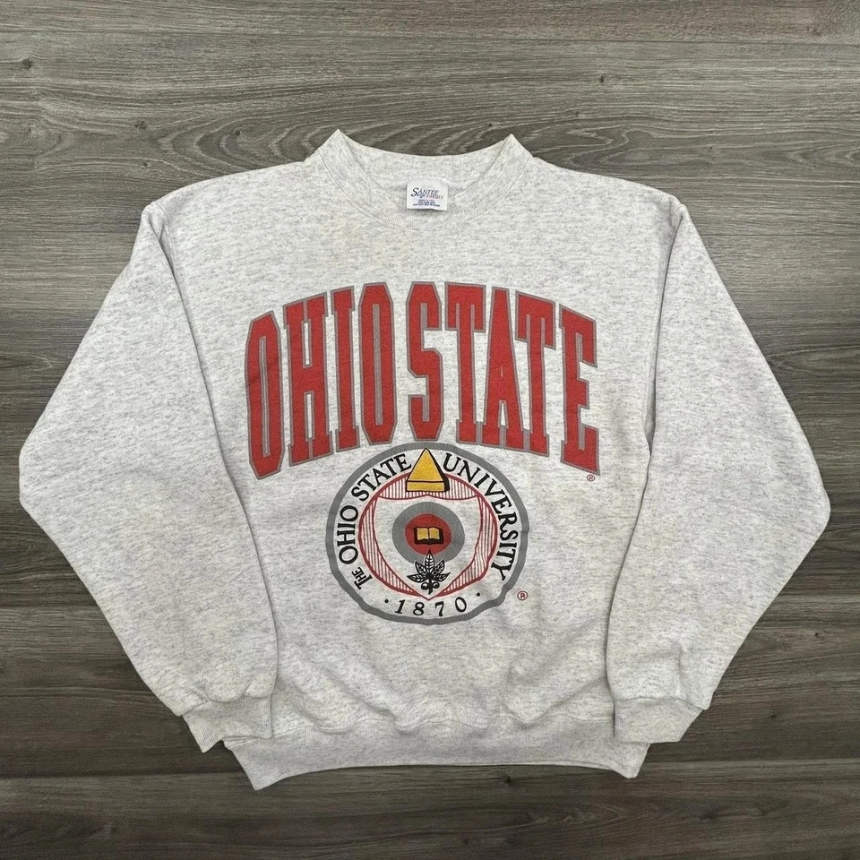 GILDAN Vintage Ohio State Buckeyes Graphic Grey Color Sweatshirt Men Women S-5XL