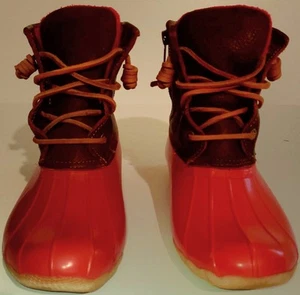 Sperry Top Sider Womens Waterproof Rubber Rain Duck Boots Size 8 Red Leather - Picture 1 of 7