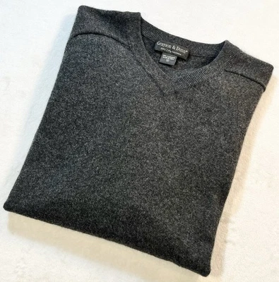 Suéter Grayson & Dunn de 2 capas de cachemir con cuello en V manga larga para hombre M gris carbón Foto 1 de 4