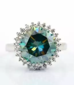 5 Ct Huge Blue Treated Diamond Ring in 925 Silver Certified ! Birthday gift - Picture 1 of 4