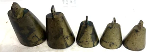VTG Lot 5 FRENCH MADE BRASS BELLS 3 SIZES - Picture 1 of 2