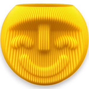 Vase Smily Face - Gold, lustige Vase mit Gesicht, rund, Blumentopf, Übertopf - Bild 1 von 4