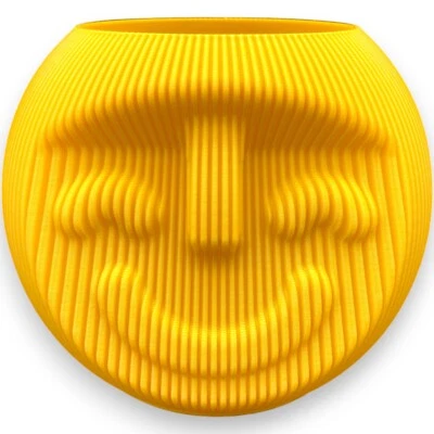 Vase Smily Face - Gold, lustige Vase mit Gesicht, rund, Blumentopf, Übertopf - Bild 1 von 4