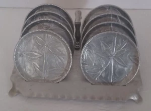 MCM Everlast Forged Aluminum coaster set in Bamboo pattern & caddy - Picture 1 of 8