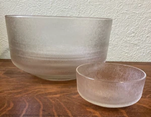 Vintage Hazel Atlas Hazelware Glass Icelandic HUGE Chips Dip Bowls 1960s Retro - Picture 1 of 10