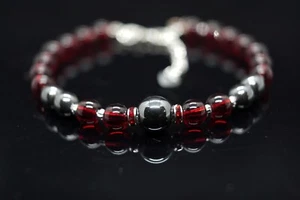 Armband mit natürlichem Granat und Hämatit - Bild 1 von 5