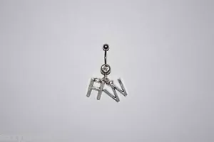 Naval Belly Button Bar Piercing - 'HW' Letters Hotwife Cuckold Milf Slut Swinger - Picture 1 of 1