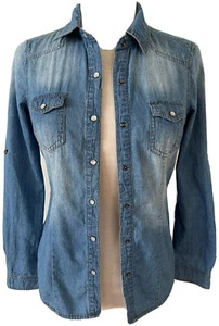 Ci Sono Button Down Women’s Small Denim Collection Blue Western - Picture 1 of 5