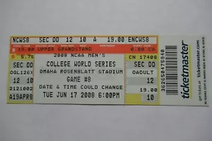 2008 COLLEGE WORLD SERIES FRESNO ST. VS NORTH CAROLINA 17.06.2008 TICKET GAME #8 - Bild 1 von 1