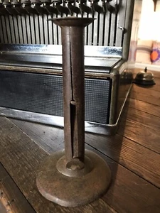 CANDLE HOLDER ANTIQUE PRIMITIVE TIN HOGSCRAPER PUSH-UP HOLDER - Picture 1 of 8