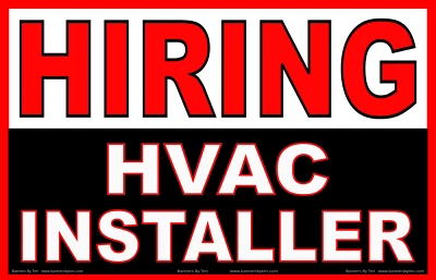 CONTRATACIÓN INSTALADOR DE CLIMATIZACIÓN - Estandartes - 13 TAMAÑOS - Letreros - Vinilo reforzado - HECHO EN EE. UU. Foto 1 de 4
