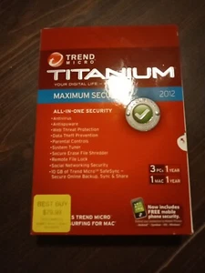 New Trend Micro Titanium Maximum Security 2012 - 3 PCs/1 Mac-1 Year - Picture 1 of 3
