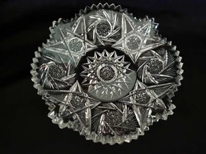 ABP American Brilliant Antique Cut-Crystal 6X2" Blazing Stars Bowl Rare-ON-SALE - Bild 1 von 4