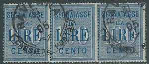 1903 REGNO SEGNATASSE USATO 100 LIRE STRISCIA DI 3 VALORI - RE19-8 - Picture 1 of 1