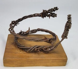 Folk Art Barbed Wire Rattlesnake Sculpture - Picture 1 of 4
