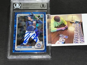 Pete Crow-Armstrong Cubs FIRMATO 2020 1° ARCIERE Blue Refrator BECKETT BAS - Foto 1 di 1