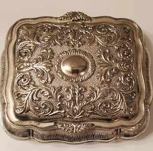 Caja de baratija Godinger 1991 plateada forro de terciopelo rojo clásico victoriano raro - Imagen 1 de 9