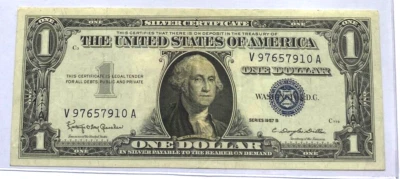 1957 B Series Silver Certificate V97657910A GEM UNCIRCULATED Blue Seal $1 - Image 1 of 2