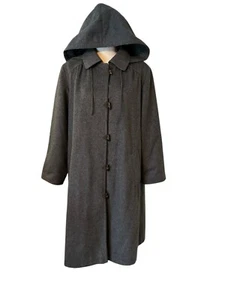 Loden Frey Wool Hooded Trench Coat Size 42 Grey - Picture 1 of 12
