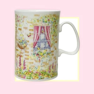 Dunoon England Handarbeit rosa grün Blumen Bone China Tasse NEU - Bild 1 von 4