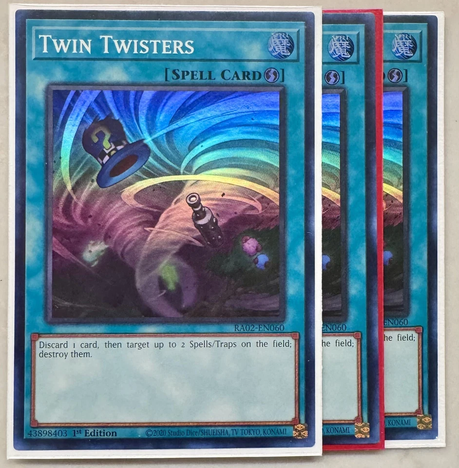 Yugioh! 3x Twin Twisters RA02-EN060 Super Rare 1st Ed NM - Image 1 of 1