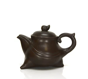 Feine chinesische Yixing Zisha geschnitzte Wolke des Wohlstands Keramik Teekanne mit Siegelmarke - Bild 1 von 6