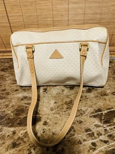 VTG LIZ CLAIBORNE Beige/ Tan TRIANGLE SATCHEL HANDBAG PURSE 12”x 8 - Picture 1 of 11