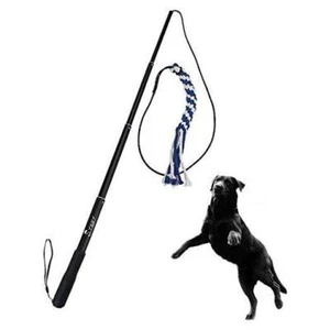 Dog Extendable Teaser Wand Pet Teasing Flirt Pole Interactive Toy with 1 - Picture 1 of 8