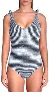 LAUREN RALPH LAUREN Women's 174639 White/Blue Stripe Lace Back One-Piece Size 8 - Picture 1 of 2