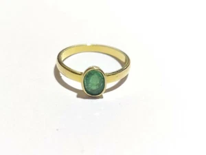 18K Yellow Gold Emerald Ring 5x7 mm Oval emerald ring gold emerald Dainty ring - Picture 1 of 6