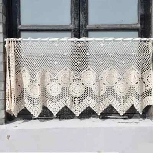 Cotton Crochet Short Curtain for Kitchen Living Room Cabinet Window Curtains - Picture 1 of 14