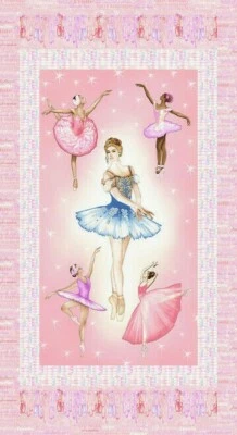 Prima Bailarina Bailarinas Ballet 24" X 44" Panel 2751P Rosa Duradero Tela Algodón Foto 1 de 3