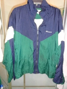 VTG 90's Mens Winners Blue Green White Windbreaker Jacket - SZ L - Picture 1 of 10