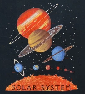 LIBERTY GRAPHICS-SOLAR SYSTEM-Planets Space Science Astronomy VINTAGE T shirt XL - Picture 1 of 3
