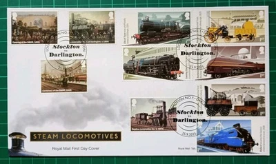 2025 Steam Locomotives ALL 10 on FDC Locomotion No1 Darlington Pmk - Image 1 of 2