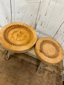 2x Vintage Carved Wood Scottish Shortbread Moulds/Molds - Picture 1 of 6