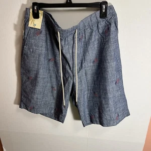 Pantaloncini Caraibi Uomo 38 Grigio Bandiera USA Stampa All Over Preppy Beach Cotone - Foto 1 di 7