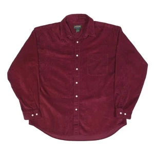 CAMBRIDGE CLASSICS Mens Maroon Corduroy Shirt XL Classic Button Up Long Sleeve - Picture 1 of 6