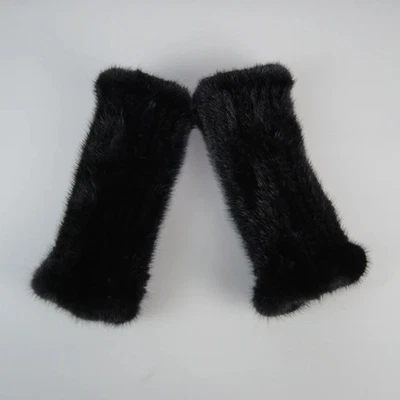 Теплые перчатки реальный ферма норки вязаный пальцами зимние перчатки варежки девочек - Изображение 1 из 4