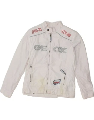 GEOX Boys Respira Graphic Racer Jacket 9-10 Years White Polyester BV47 - Image 1 of 4