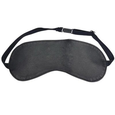 Soft Leather Blindfold Adjustable Elastic Strap Sleep Mask Black L9152 - Image 1 of 4